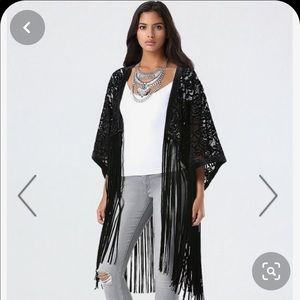 Bebe Lace Fringe Kimono